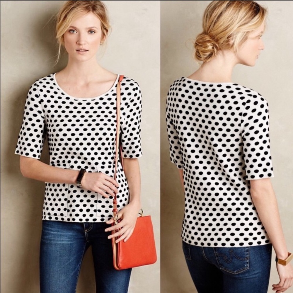 Anthropologie MOTH Dottie Polka Dot Pullover Sweater Top S